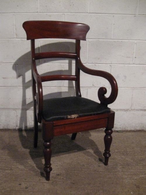 Antique William 1v High Backed Mahogany Side Desk Chair C1820 E.wdb35/30.1