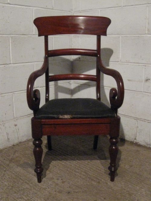 fig 1. ANTIQUE WILLIAM 1V HIGH BACKED MAHOGANY SIDE DESK CHAIR C1820 E.WDB35/30.1