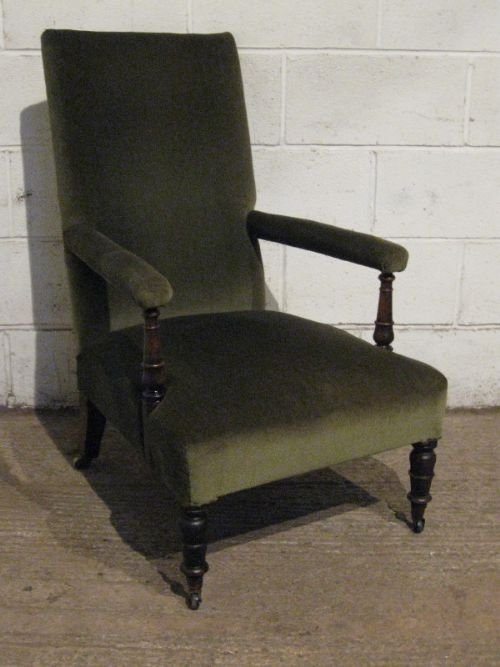 Antique Victorian Mahogany Velvet Armchair C1880 Wdb90/2.1