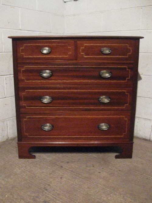 Antique Edwardian Georgian Inlaid Mahogany Chest of Drawers C1900 Wdb125/3.2
