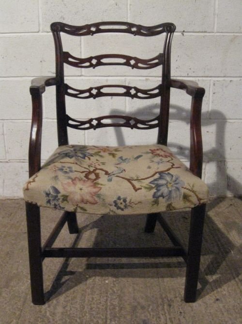 Antique Georgian Mahogany Ladder Back Side Desk Chair C1780 Wdb80/3.2