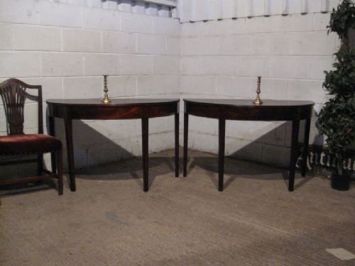 Pair Antique Georgian Mahogany Demi Lune Side Tables C1780 Wdb170/3.2