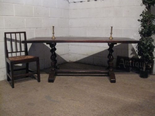 Superb Antique Edwardian Georgian Refectory Oak Plank Top Dining Table Wp200/3.2
