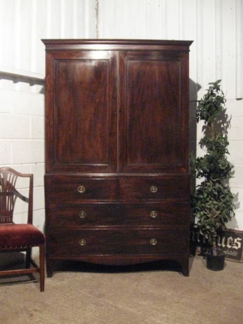 fig 1. ANTIQUE GEORGIAN MAHOGANY CLOTHES PRESS WARDROBE (ALL HANGING) C1780 WP370/8.2