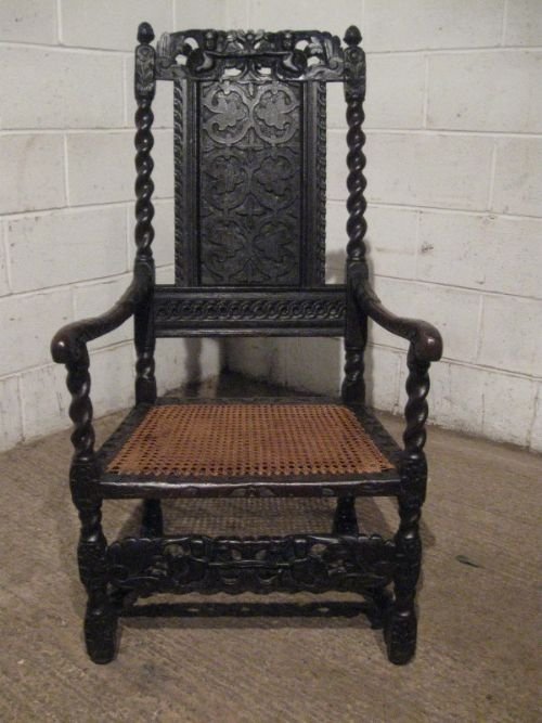 Antique Charles 11 Carved Oak Chair C1680 Wdb160/9.2