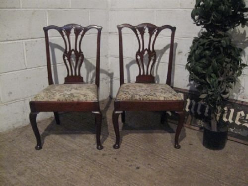 Pair Small Antique Early Victorian Mahogany Side Chairs C1850 Wdb4149/9.2