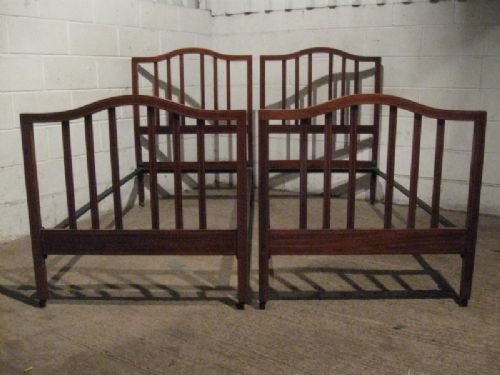 Antique Pair Edwardian Mahogany Strung Single Beds C1900 Wdb75/9.2