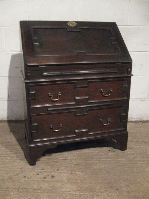 Antique Early Victorian Small Oak Geometric Bureau Desk with Secret Compartment C1850 Wdb130/14.2