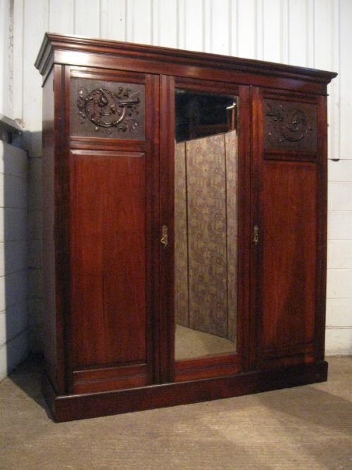 Antique Edwardian Mahogany Triple Wardrobe Compactum C1900 Wdb170/17.2