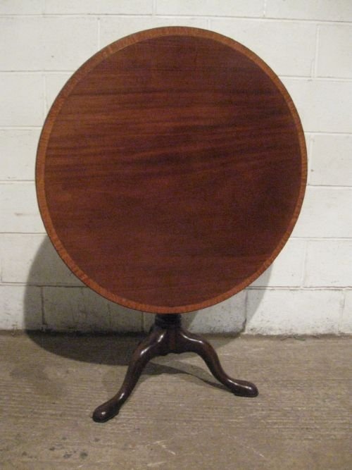 Antique Georgian Mahogany & Satinwood Tilt Top Table C1780 Wdb4529/17.2