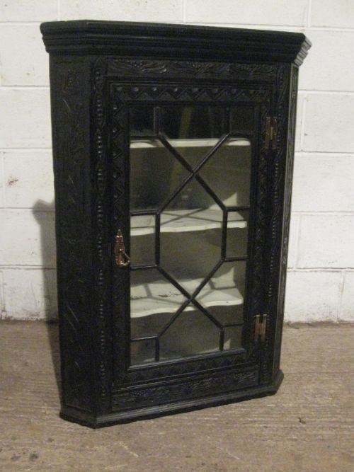 Antique Victorian Carved Oak Corner Cabinet Cupboard C1850 Wdb90/17.2