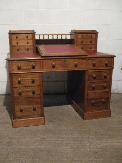 Superb Antique Victorian Oak Kneehole Pedastal Desk Tiger Oak C1880 Wdb4441/20.2