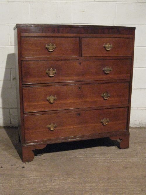 Antique Georgian Country Oak & Mahogany Chest of Drawers C1780 Wdb4420/21.2