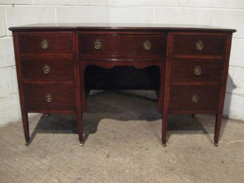 Antique Edwardian Mahogany Bow Fronted Pedastal Desk C1900 Wdb160/24.2
