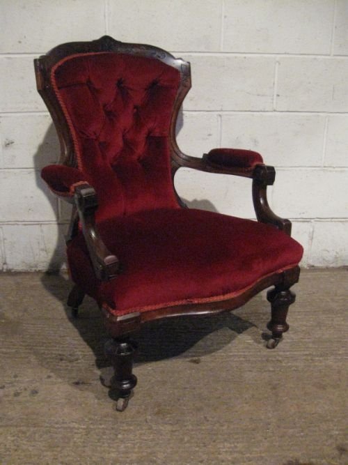 Antique Victorian Walnut Salon Armchair C1880 Wdb140/24.2