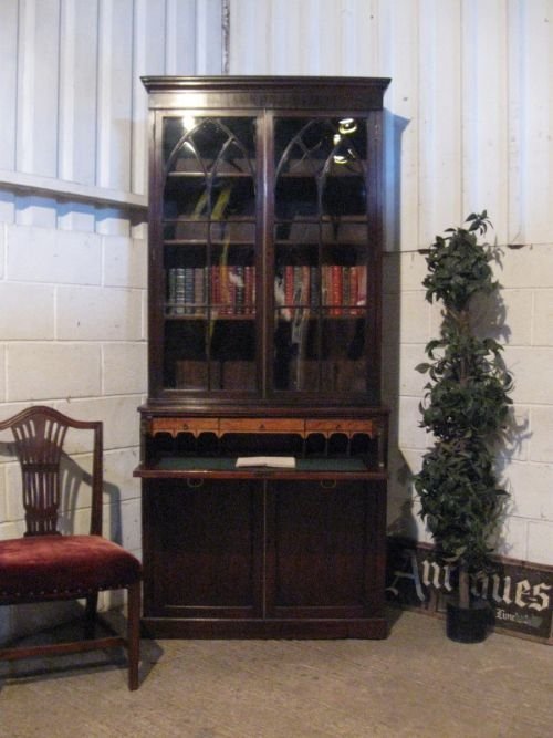 Antique Georgian Mahogany Bookcase Secretaire C1780 Wdb360/4.3