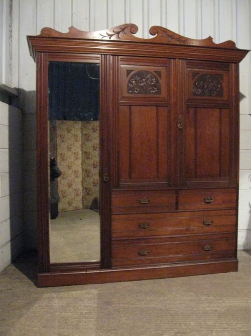 Antique Edwardian Mahogany Triple Wardrobe Compactum C1900 Wdb330/4.3