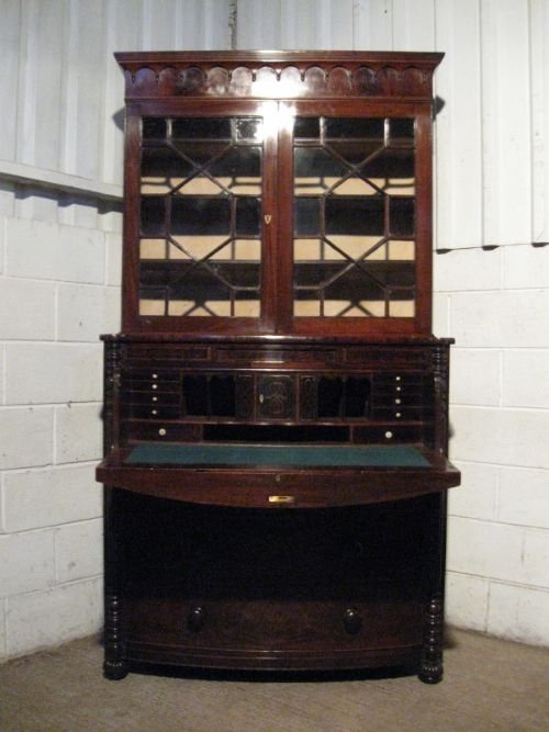 Superb Antique William 1v Mahogany Bow Front Secretaire Bookcase C1820 8ft Tall Wdb660/4.3