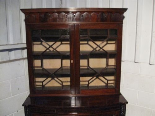 fig 1. SUPERB ANTIQUE WILLIAM 1V MAHOGANY BOW FRONT SECRETAIRE BOOKCASE C1820 8FT TALL WDB660/4.3