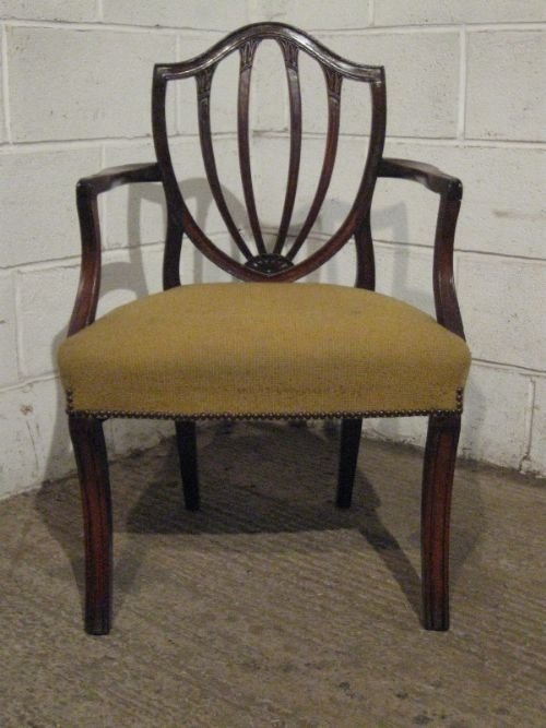 Antique Regency Mahogany Shield Back Desk Elbow Chair C1800 Wdb55/9.3