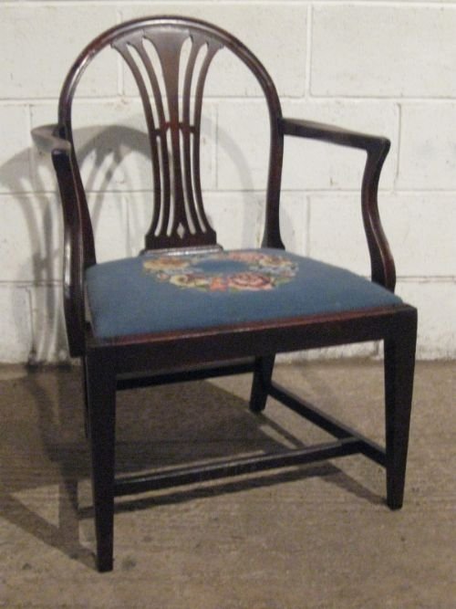 Antique Georgian Mahogany Side Elbow Desk Chair C1780 Wdb70/9.3