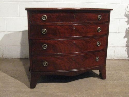 Antique Small Regency Mahogany Bow Fronted Chest of Drawers C1800 Wdb220/17.3