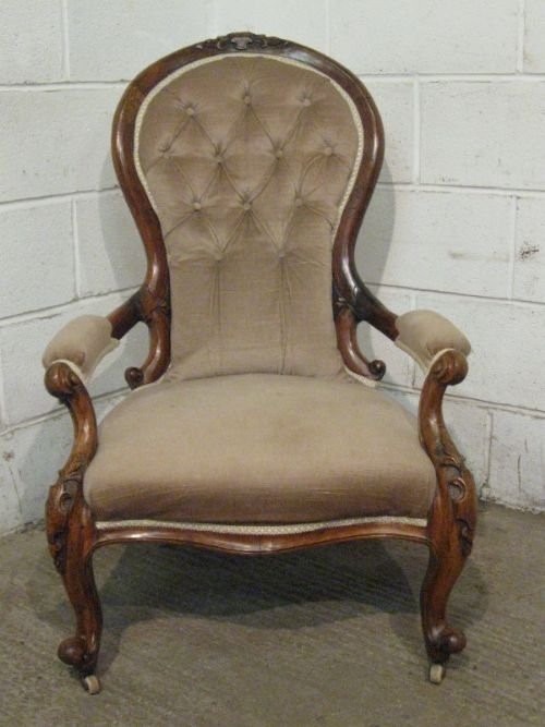 Antique Victorian Walnut Spoon Back Salon Armchair C1880 Wdb120/24.3