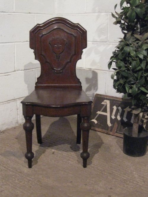Antique Victorian Irish Oak Hall Chair C1860 Wdb45/27.3