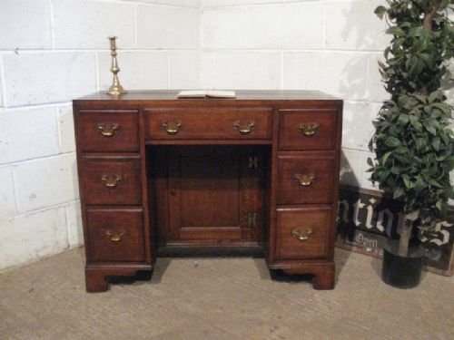 Antique Georgian Oak & Mahogany Kneehole Pedastal Desk C1780 Wdb190/27.3