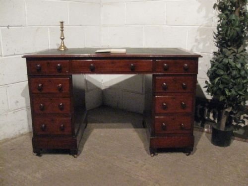 Antique Victorian Mahogany Kneehole Pedastal Desk C1860 Wdb270/30.3