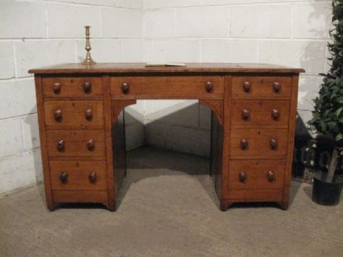 Antique Victorian Oak Kneehole Pedastal Desk C1880 Wdb260/30.3