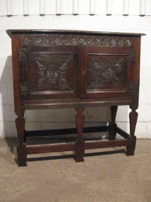 Antique Early Georgian Country Oak Pegged Cupboard on Stand C1720 Wdb280/6.3
