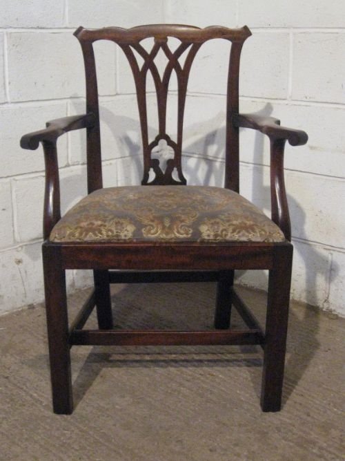fig 1. ANTIQUE GEORGIAN CHIPPENDALE MAHOGANY SIDE DESK CHAIR C1780 WDB70/6.4