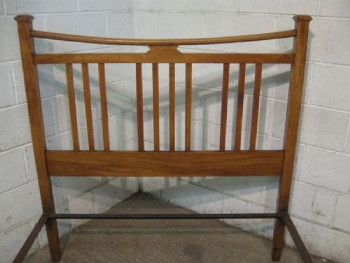fig 1. ANTIQUE EDWARDIAN ARTS & CRAFTS SATINWOOD DOUBLE BEDSTEAD C1900 WDB60/6.4
