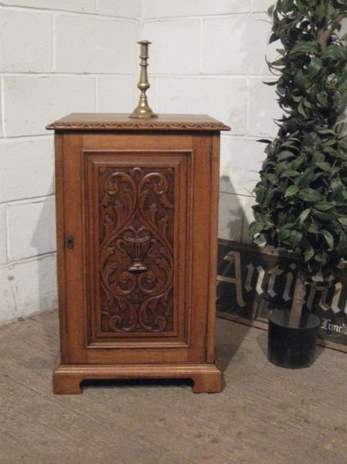 Antique Edwardian Carved Oak Pot Cupboard /Bedside Cabinet C1900 Wdb4558/9.10
