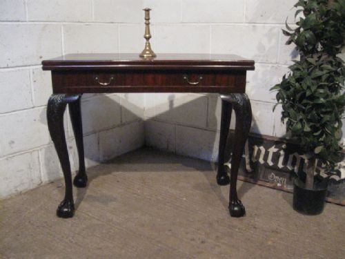 fig 1. ANTIQUE EARLY VICTORIAN CHIPPENDALE MAHOGANY FOLD OVER GAMES TABLE C1840 WDB4552/9.4