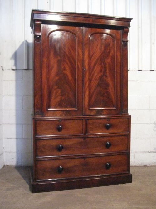 Antique William 1v Flamed Mahogany Wardrobe on Chest /Clothes Press C1820 Wdb420/13.4