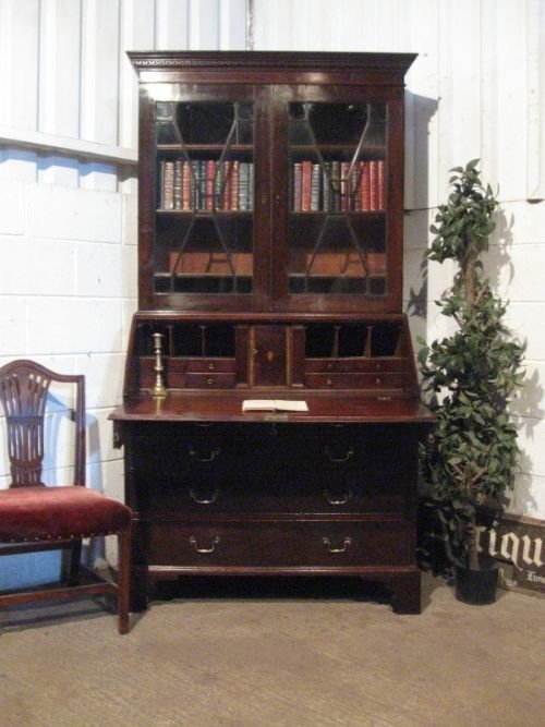 Superb Antique Georgian Mahogany Bookcase Bureau with Secret Drawers C1780 Wdb490/13.4