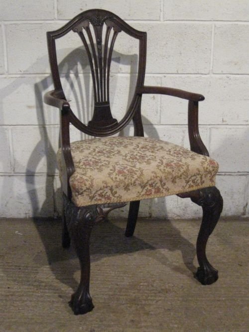 Antique Victorian Chippendale Mahogany Shield Back Side Desk Chair C1880 Wdb4634/14.4