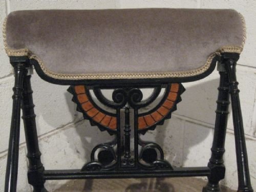 fig 1. DECORATIVE ANTIQUE ASTHETIC EBONISED AND WALNUT NURSING SALON CHAIR C1880 WDBH337/14.4