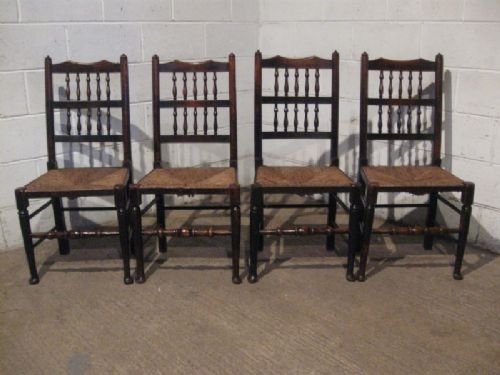 Set Four Antique Georgian Elm Lancashire Chairs C1780 Wdb200/21.4