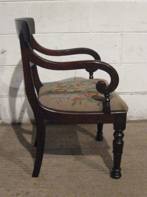 Superb Antique William 1v Cuban Mahogany Elbow Desk Chair C1820 Wdb35/21.4