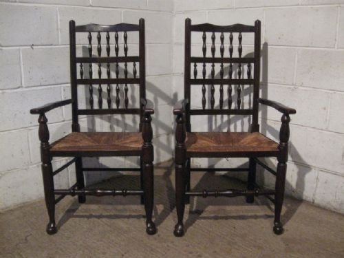 fig 1. ANTIQUE SET EDWARDIAN COUNTRY OAK LANCASHIRE DINING CHAIRS WDB300/21.4