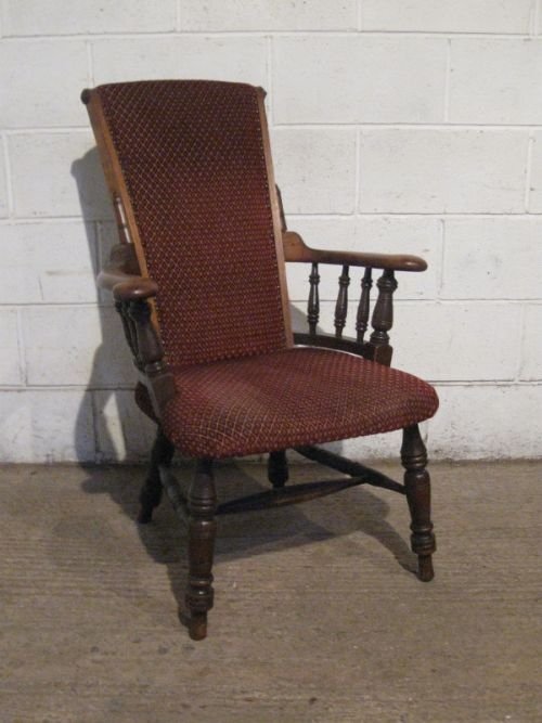 Antique Victorian Country Elm Upholstered Windsor Chair C1860 Wjm4656/28.4