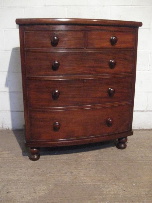 Superb Antique Early Victorian Mahogany Bow Front Chest of Drawers C1840 Wdb240/28.4