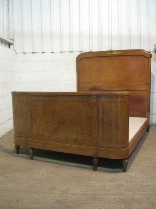 fig 1. SUPERB ANTIQUE FRENCH WALNUT & GILT 19TH CENTURY QUEEN SIZED DOUBLE BED C1890 WDB4674/28.4
