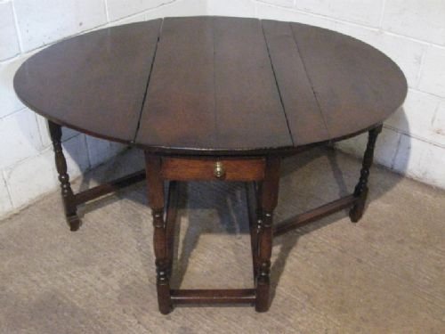 Antique Early Georgian Country Joined Oak Gate Leg Dining Table C1720 Wdb4689/28.4