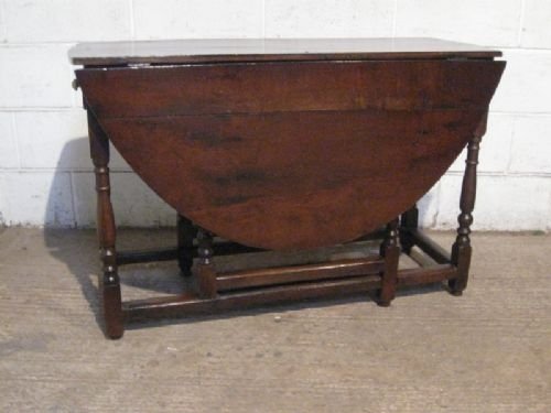 fig 1. ANTIQUE EARLY GEORGIAN COUNTRY JOINED OAK GATE LEG DINING TABLE C1720 WDB4689/28.4