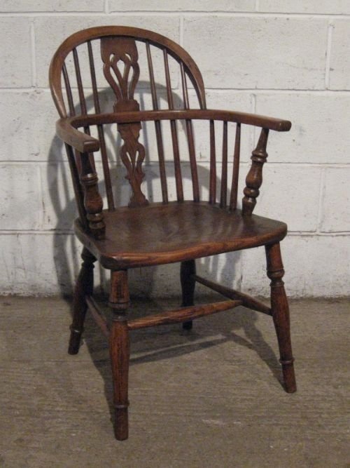 Antique Victorian Low Back Country Oak and Elm Windsor Chair C1850 Wdb4705/5.4