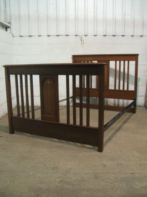 Quality Antique Art Nouveai Inlaid Oak Double Bedstead C1890  Ewjm60/7.5